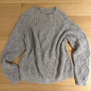 Nili Lotan Alpaca Gray Cable Knit Sweater